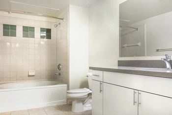 Garden tub with ceramic tile surround